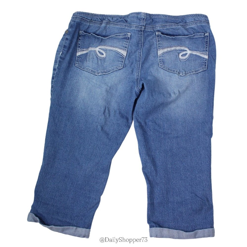 Justice Girls' Medium / Light Blue Denim Super Low Waist Long Bermuda Shorts - Picture 2 of 3
